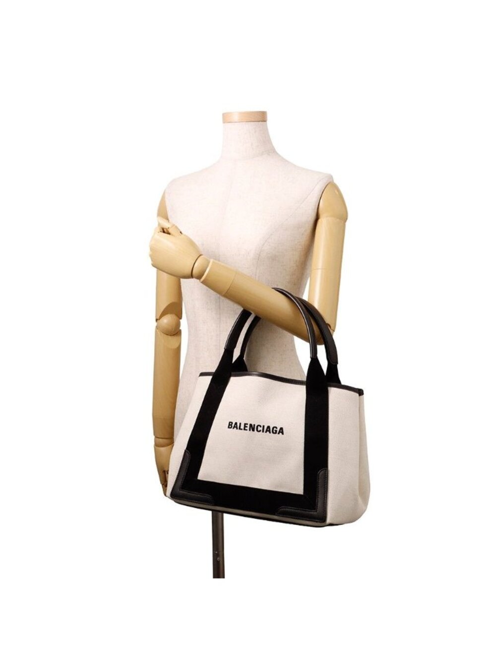 Balenciaga Tote Navy Cabas S Black White - Picture 4 of 10